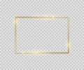 Golden square shape. Shiny luxury border graphic template for banner poster flyer. Vector glowing frame on light