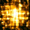 Golden squares with bright circles on a dark