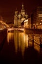 Golden St.Petersburg in the night the Savior on blood Royalty Free Stock Photo