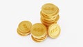 golden stack coins isolated on a white background. forty dollar coins Royalty Free Stock Photo