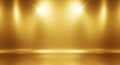 Golden Stage Lighting with Spotlights and Reflection Royalty Free Stock Photo