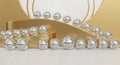 Golden Stage with Rows of Shiny Silver Spheres Royalty Free Stock Photo