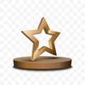 Golden stage with star shape award. Royalty Free Stock Photo