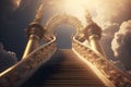 Golden stairs leading to heaven, Generative AI Royalty Free Stock Photo