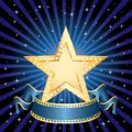 Golden star blue rays Royalty Free Stock Photo