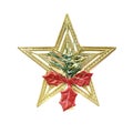 Golden star Christmas ornament on white background Royalty Free Stock Photo