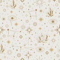 Golden star constellations seamless pattern vector Royalty Free Stock Photo