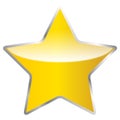 Glossy Yellow Star in White Background