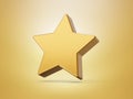 Golden star icon isolated on white background. 3d illustration Royalty Free Stock Photo