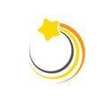 Golden star logo vector icon design. Technology circle logo and symbols. Shooting star symbol Royalty Free Stock Photo