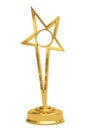 Golden star prize on pedestal with blank plate Royalty Free Stock Photo