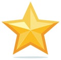 Golden star with shadow effect. Vector illustration, shiny five-pointed star, success concept Royalty Free Stock Photo