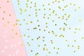 Golden star sprinkles on double pink and blue. Festive holiday b Royalty Free Stock Photo