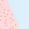 Golden star sprinkles on double pink and blue. Festive holiday b Royalty Free Stock Photo