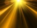 Golden star, sun with lens flare. Abstract vector background Royalty Free Stock Photo