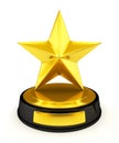 Golden star trophy - 3d render