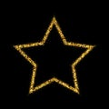 Golden star vector banner on black background. Gold glitter star. Gold template star for banner, card, vip, exclusive Royalty Free Stock Photo