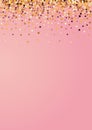 Golden Star Vector Pink Background. Gold Shiny