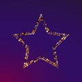 Golden Star Vector Purple Background. Gilded