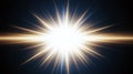 Golden Starburst Light Explosion on Black Royalty Free Stock Photo