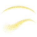 Golden stardust, Gold Glitter Wave. Glossy spray. Yellow meteor tail. Vector