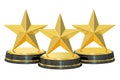 Golden stars awards, 3D rendering Royalty Free Stock Photo
