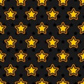 Golden stars on black backdrop. Vector seamless geometric pattern background Royalty Free Stock Photo
