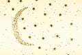 Golden stars composition on beige background, party and celebration decoration