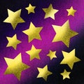 Golden stars 3d glossy shapes for creative artwork. Glittering art Royalty Free Stock Photo