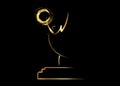 Golden stars prize concept Emmy Award Silhouette statue icon. Films and cinema symbol stock Academy award vector isolated or black Royalty Free Stock Photo