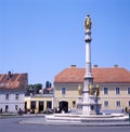 Golden statue with angels on the Kaptol square, Zagreb, Croatia