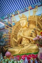 Golden statue of Guan Yin with 1000 hands. Guanyin or Guan Yin i