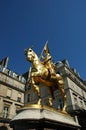 Golden statue of Joan of Arc on horseback in Paris Royalty Free Stock Photo