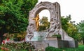 Golden statue of Johann Strauss in Vienna.