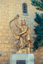 Golden statue of King David in Jerusalem Royalty Free Stock Photo