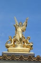 GOLDEN STATUE AT OPERA GARNIER IN PARIS, POETRY BY CHARLES GUMERY Royalty Free Stock Photo