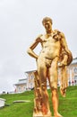 Golden statue of the Peterhof Palace in Saint Petersburg, Russia Royalty Free Stock Photo