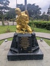 The golden statue of the revitalization of the Youth Pledge at Taman Kencana Bogor is the icon of the city of Bogor Royalty Free Stock Photo