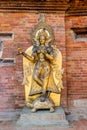 Golden statue of the river goddess Ganga on a tortoise at Mul Chowk, Royal Palace in Patan, Nepal.