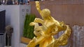 Golden statue at Rockefeller Center New York - NEW YORK CITY, USA - FEBRUARY 14, 2023