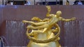Golden statue at Rockefeller Center New York - NEW YORK CITY, USA - FEBRUARY 14, 2023