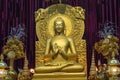 Golden statue Buddha in sitting posture at Sarnath Varanasi India Royalty Free Stock Photo