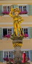 View on the St George statue in Freiburg im Breisgau. Baden Wuerttemberg, Germany, Europe