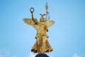 Golden Statue on the top of the Victory Column Berlin at the Grosser Stern Square Royalty Free Stock Photo