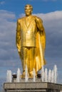 Golden statue of Turkmenbashi, the first president of Turkmenistan, Ashgabat, Turkmenist Royalty Free Stock Photo