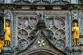 Golden statues on the facade of the Basilica of the Holy Blood in Bruges, Belgium Royalty Free Stock Photo