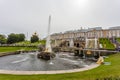 Golden statues and fountains in the garden of Peterhof palace in St Petersburg, Russia Royalty Free Stock Photo