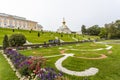 Golden statues and fountains in the garden of Peterhof palace in St Petersburg, Russia Royalty Free Stock Photo