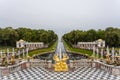 Golden statues and fountains in the garden of Peterhof palace in St Petersburg, Russia Royalty Free Stock Photo