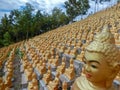 Golden statues thousands pagoda Cambodia